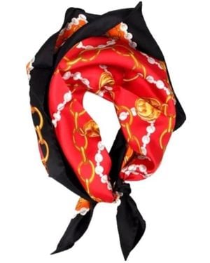Moschino Teddy Bear Chain Printed Silk Scarf - Red