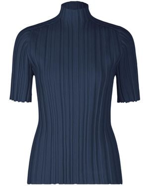 Pleats Please Issey Miyake Ribbed Knit Turtleneck Jumper - Blue
