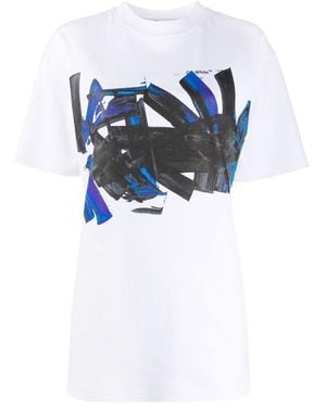 Off-White c/o Virgil Abloh Tomboy Brush-Stroke Print T-Shirt - Blue