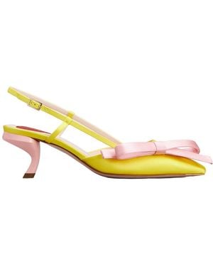 Roger Vivier Virgule Bow Slingback Court Shoes - Yellow