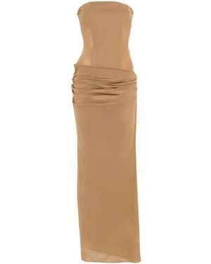 Alex Perry Strapless Draped Maxi Dress - Natural