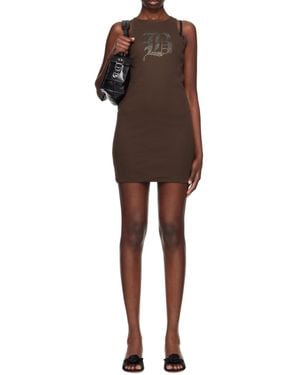 Blumarine Logo Pattern Mini Dress - Brown