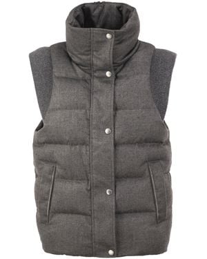 Peserico High-Neck Down Vest - Grey