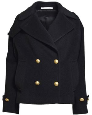 Tagliatore Long Sleeve Double-Breasted Coat - Blue