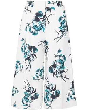 Erdem Mouna Floral Print Wide-Leg Casual Trousers - Blue