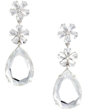 Self-Portrait Crystal-Flower Tiered Earrings - White
