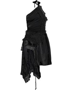 Vetements Lace-Detailed Asymmetric Dress - Black