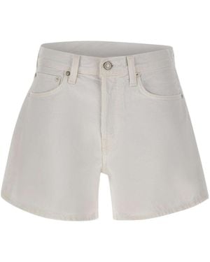Agolde Parker Long High-Rise Denim Shorts - Grey