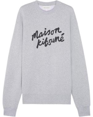 Maison Kitsuné Maison Kitsuné Logo Printed Crewneck Sweatshirt - Grey