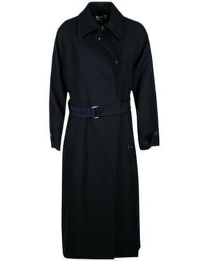 KENZO Monogram-Embroidered Belted Coat - Black