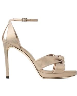 Jimmy Choo 85Mm Rosie Knotted Ankle-Strap Sandals - Metallic