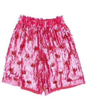 Dries Van Noten Sequin Embellished Shorts - Red
