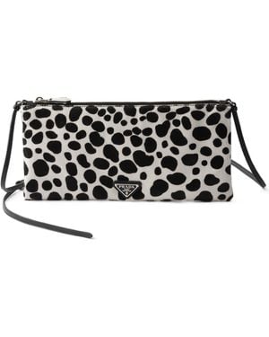 Prada Small Printed Calf Hair Leather Shoulder Bag - Black