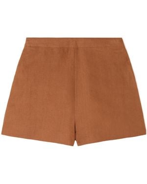 Posse High-Waisted Linen Shorts - Brown