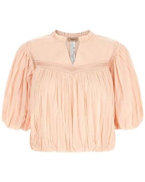 Twinset Crinkled Lace Trim Blouse - Natural