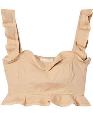 Ulla Johnson Short Top With Ruffled Trim - Natural
