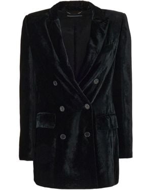 Alberta Ferretti Peak Lapel Velvet Blazer - Black