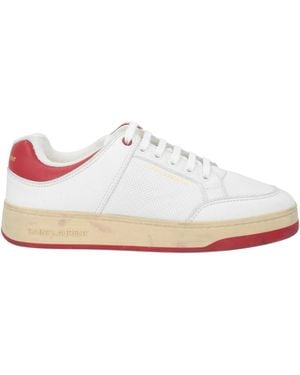 Saint Laurent Snminimalist Leather Low-Top Sneakers - White