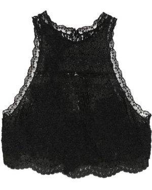 Ermanno Scervino Embroidery Tank Top - Black