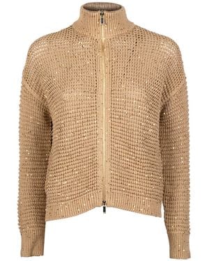 Max Mara Studio Mstarco Sequin Embellished Cardigan - Natural