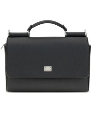 Dolce & Gabbana Logo Plate Tote Bag - Black