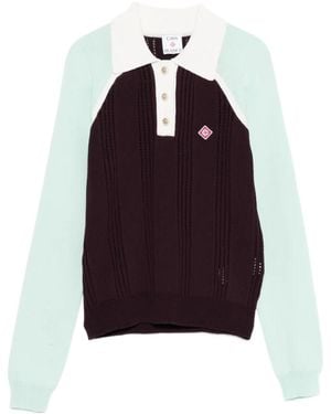 CASABLANCA Sporty Rib Polo Knitwear - Red