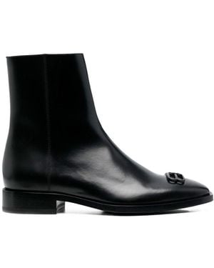Balenciaga Rim Leather Ankle Boots - Black