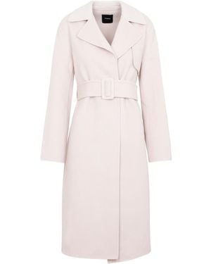 Theory Notched-Lapels Belted Coat - Pink