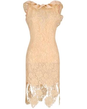 GIUSEPPE DI MORABITO Ruffled Lace-Overlay Dress - Natural
