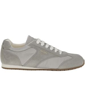 Prada Logo-Detailed Lace-Up Trainers - Grey