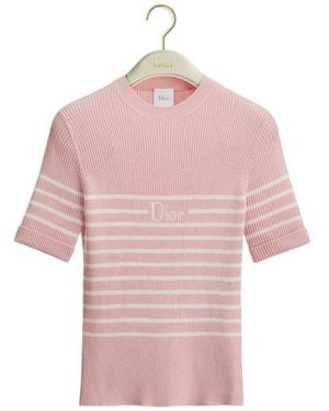 Dior Iviera Short-Sleeved Fitted Jumper - Pink