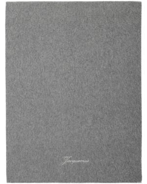 Jacquemus The Tailleur Long Embroidered Scarf - Grey