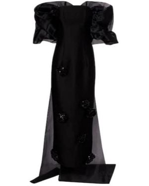 Leo Zayna Sequined Gown And Cape Set - Black