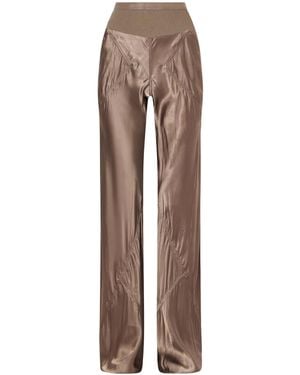 Rick Owens Bias Satin Flared Trousers - Brown