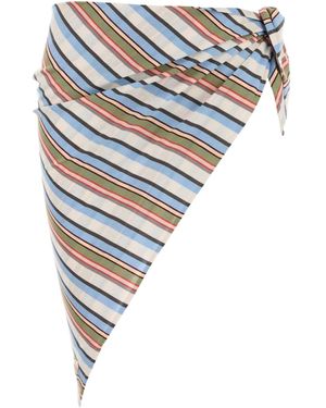 Prada Embroidered Striped Sarong - Blue