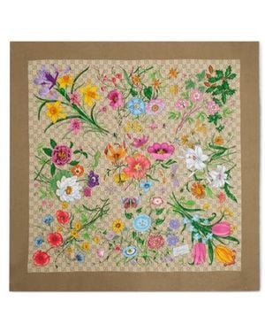 Gucci Printed Gg Silk Twill Carre - Multicolour