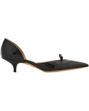 Ferragamo Mini Bow Mid Heel Pump - Black
