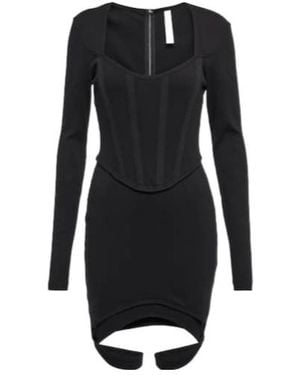 Dion Lee Corset Ribbed-Knit Cotton Minidress - Black