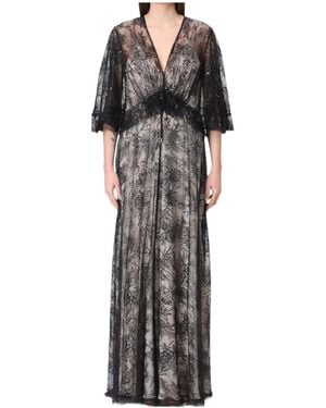 Alberta Ferretti V-Neck Dress - Black