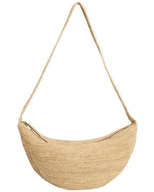 IBELIV Luna Raffia Half-Moon Shoulder Bag - White