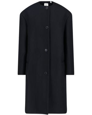 Calvin Klein Crewneck Long Coat - Black