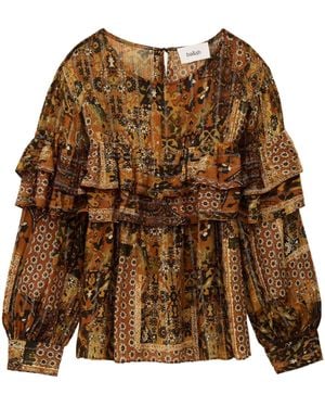 Ba&sh Pixie Ruffled Printed Top - Brown