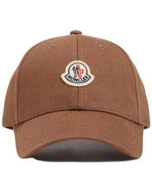 Moncler Logo Cotton Gabardine Baseball Cap - Brown