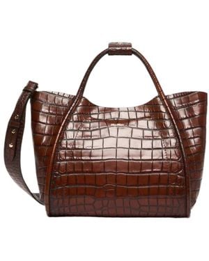 Max Mara Embossed-Croc Tote Bag - Brown