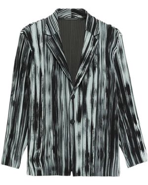 Homme Plissé Issey Miyake Striped Blazer - Black