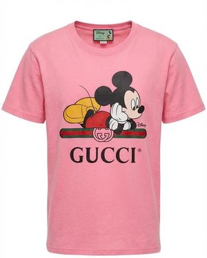 Gucci X Disney Mickey Print Oversized T-Shirt - Pink