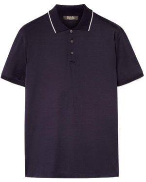 Loro Piana Pull-Down Wool Short-Sleeved Polo Shirt - Blue