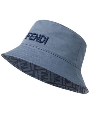 Fendi Logo-Embroidered Bucket Hat - Blue