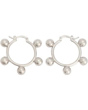 Jil Sander Logo Engraved Hoop Earrings - White