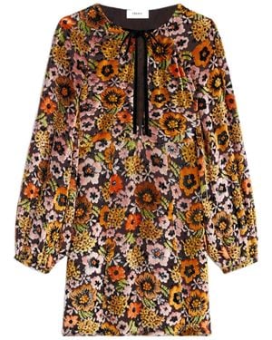 Celine Mini Folk Dress - Brown